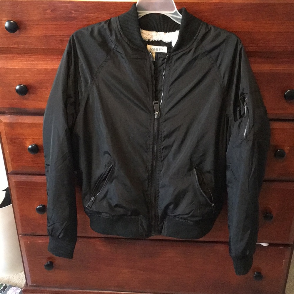 Fur lined bomber jacket